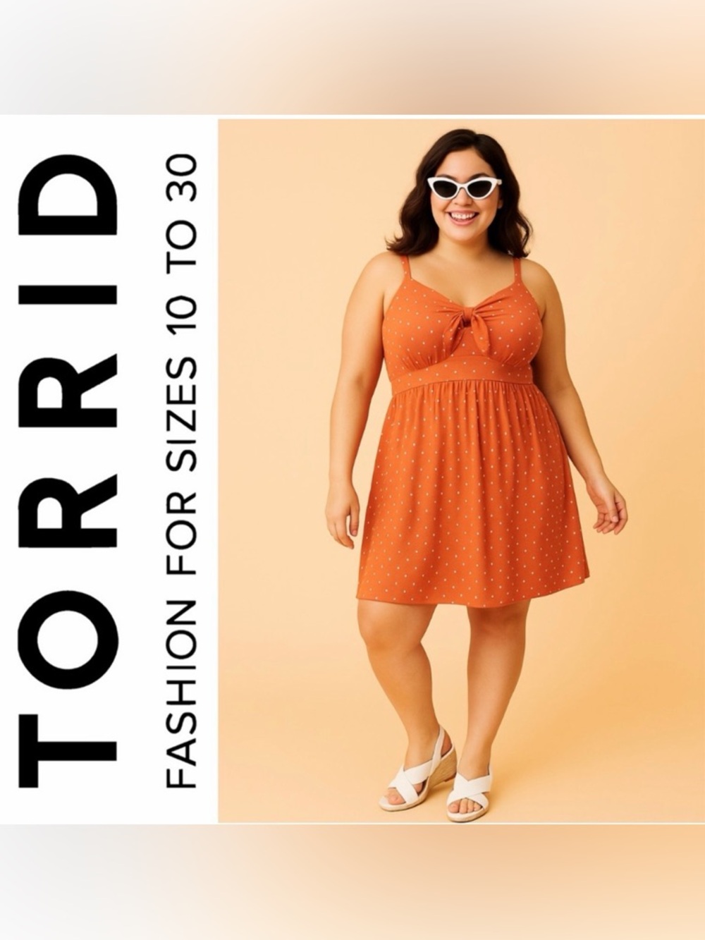 Torrid Orange Sprinkles Dot Polkadot Skater Mini Dress, Large, NWT!
